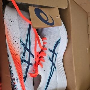 Asics Magic Speed Women's Running Shoes - White and Thunder Blue